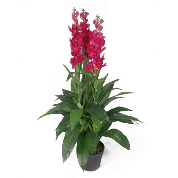 Leaf 100cm Artificial Cymbidium Orchid Plant - Extra Large - Dark Pink Flowers