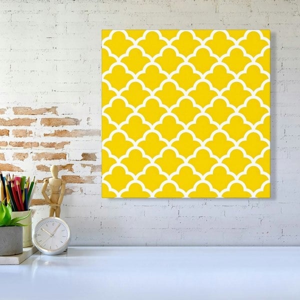 Warren Reed Geometric Yellow Quatrefoil Wave Canvas