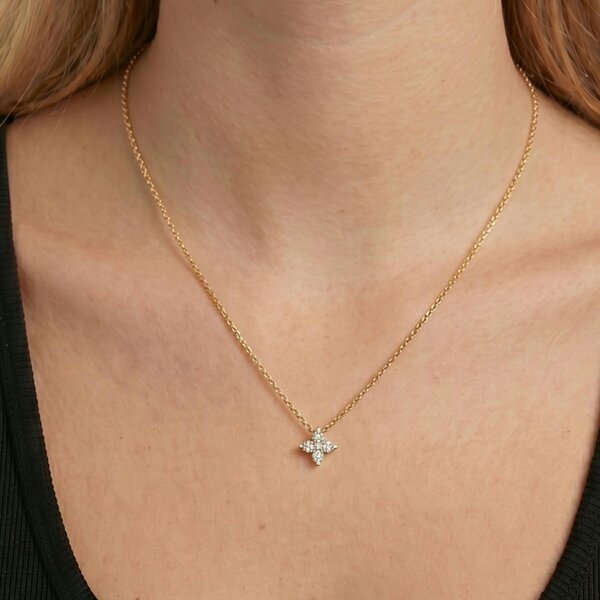 Uchi & Soto Kinmokusei Gold Floral Pendant Necklace