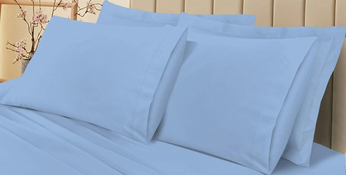 Night Zone 180 Thread Count Percale Pillowcases Pair – Crisp Easy Care Bed Linen - Sky