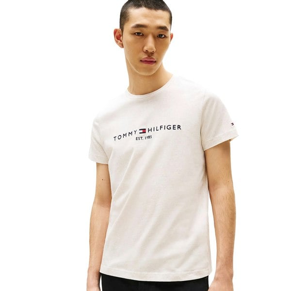 Tommy Hilfiger Slim Logo Embroidery T-Shirt Heathered Oatmilk