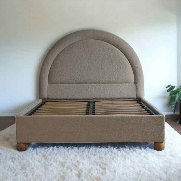 Artisan Furniture Solid Wood Cream Boucle Double Bed