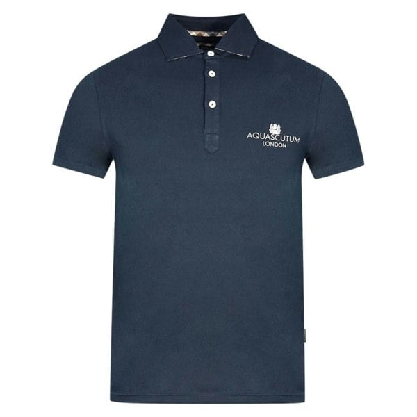 Aquascutum London Bold Logo Polo Shirt - Navy Blue