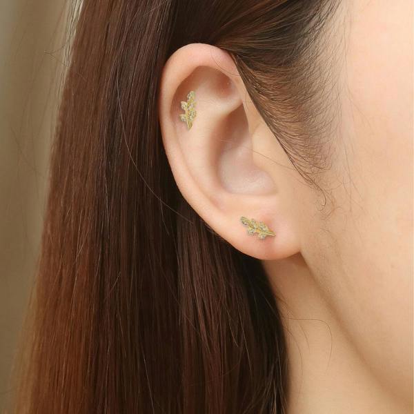 Aye Do Gifts Cubic Zirconia Gold Leaf Stud Earrings