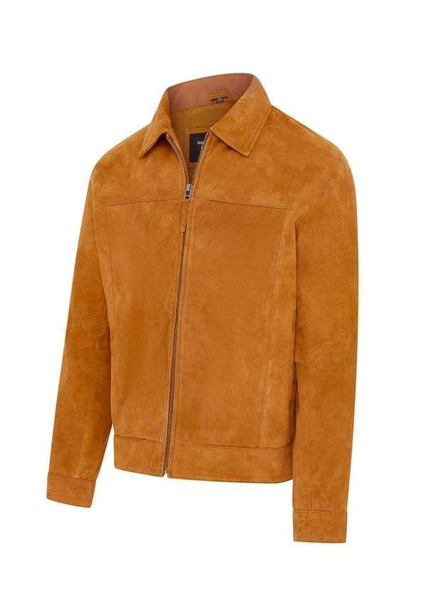 Infinity Leather Mens Retro Classic Suede Leather Harrington Biker Jacket - Bryne