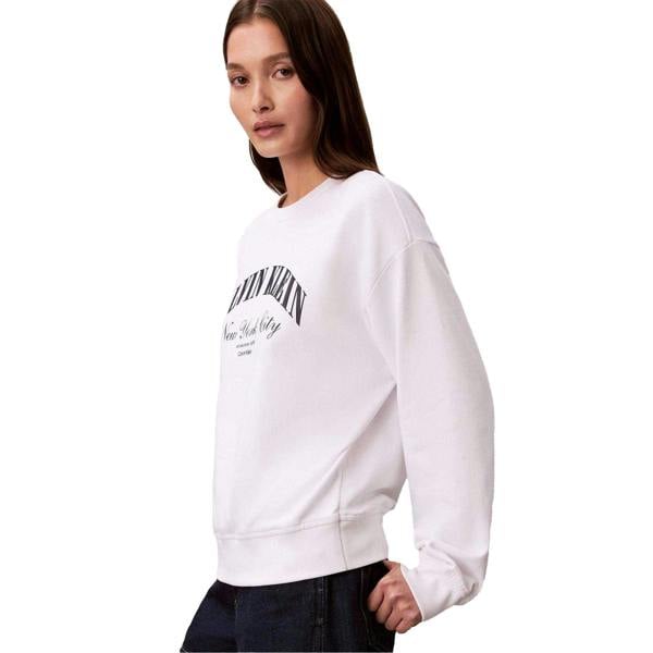 Calvin Klein Womens/Ladies Varsity Logo Sweatshirt - Bright White - 