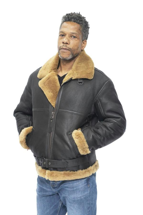 Infinity Leather Mens RAF Sheepskin Leather Aviator Jacket-Colchester