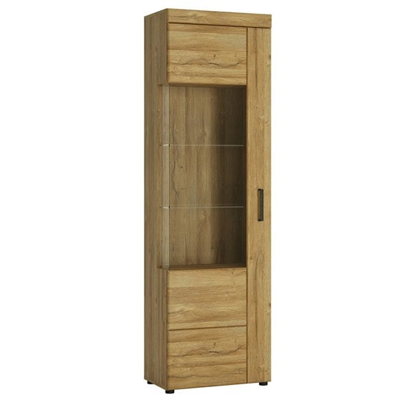 Furniture To Go Cortina Tall glazed display cabinet (LH) in Grandson Oak