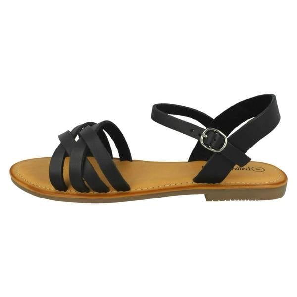 Leather Collection Ladies Leather Collection Flat Strappy Sandals F00196