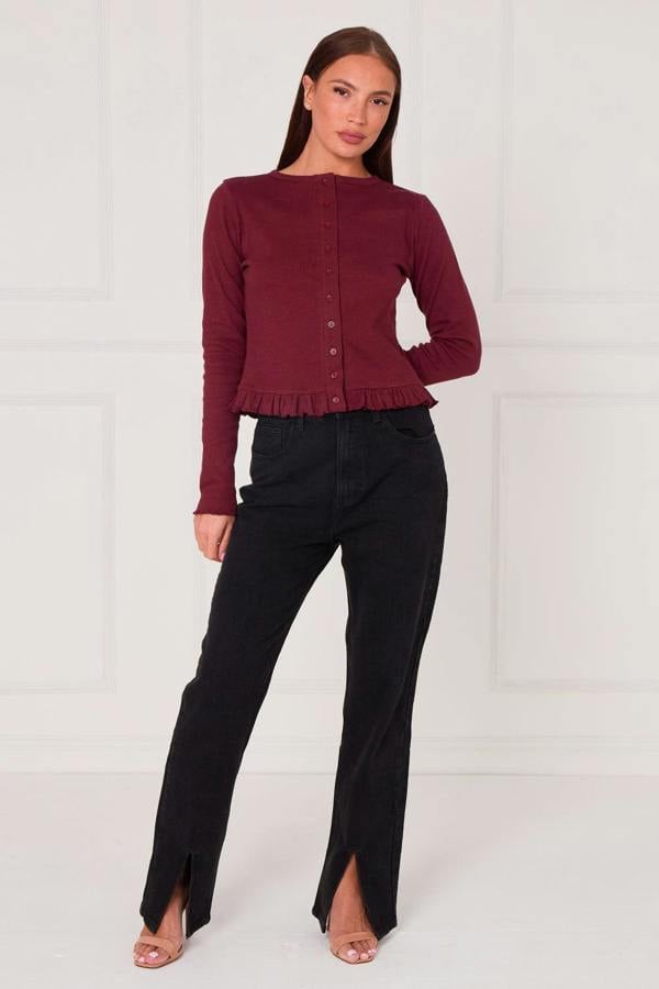 Black Front-Slit Straight Leg Jeans — Flattering, Modern & Effortlessly Chic