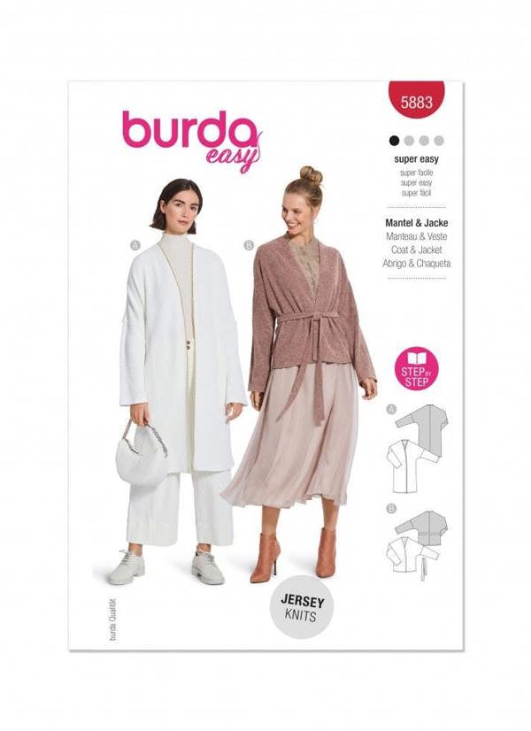 Burda Sewing Pattern 5883 Jackets and Cardigans For Women, 8-18 (34-44) - Easy
