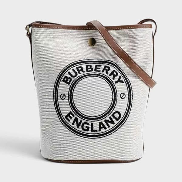Burberry Roundel Medium Bucket Bag Dark Wheat Beige
