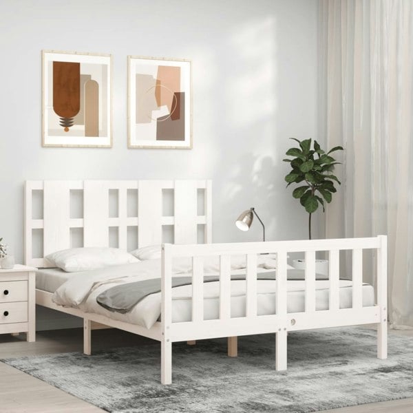 Berkfield Bed Frame with Headboard White 120x200 cm Solid Wood