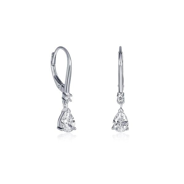 namana Sterling Silver Pear Drop Cubic Zirconia Leverback Dangle Earrings