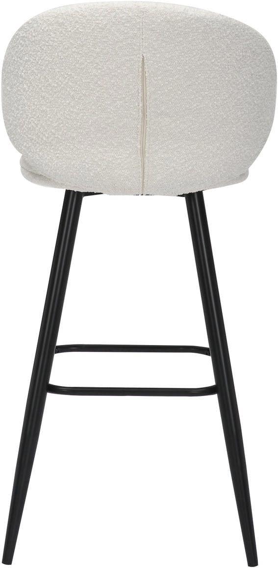 Lamboro Roma White Boucle Fixed Height Bar Stool with Black Legs & Curved Backrest, 66cm