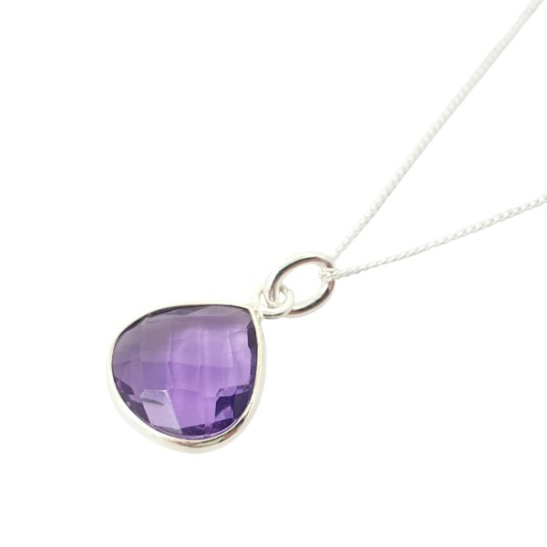 Harfi Amethyst February Birthstone Silver Pendant Necklace