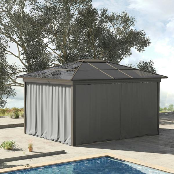 Outsunny 3 x 4(m) Universal Gazebo Replacement Sidewall Set, 4 Panels, Beige - 3 x 3m - Light Grey
