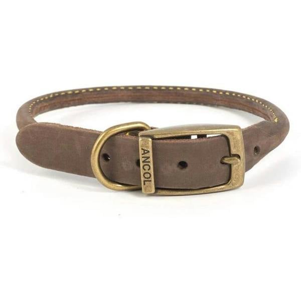 Ancol Timberwolf Leather Round Collar Sable (39–48cm, Size 5)