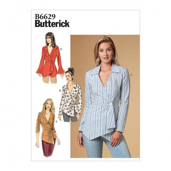Butterick Sewing Pattern 6629, Tops for Women, A5 (6-8-10-12-14) - Easy