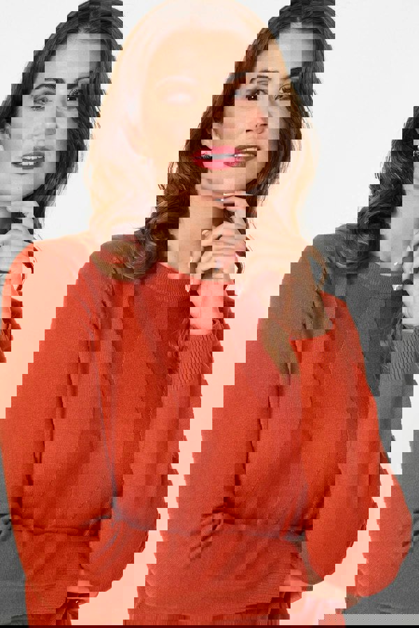 Orange | Textured Long Sleeve Slim Knit Jumper
