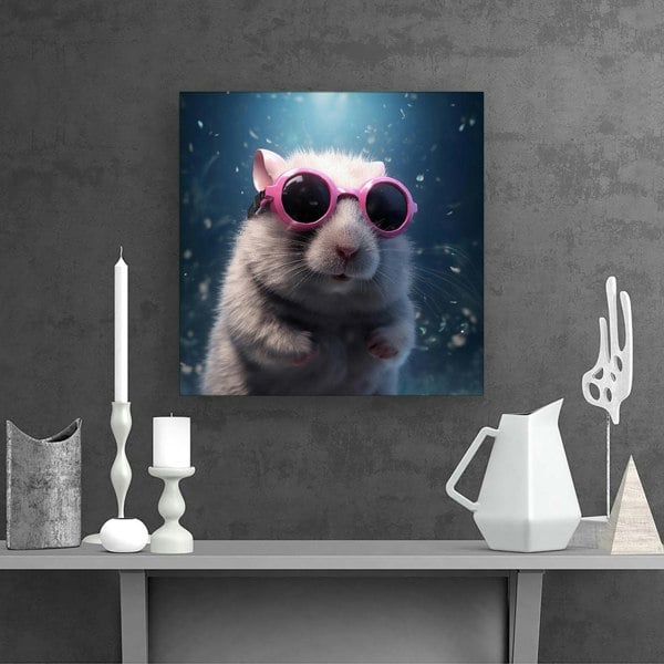 Warren Reed Splashart DoorMouse with Pink Glasses Canvas