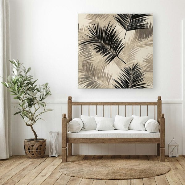 Warren Reed Black And White Tropical Palm Leaves Canvas