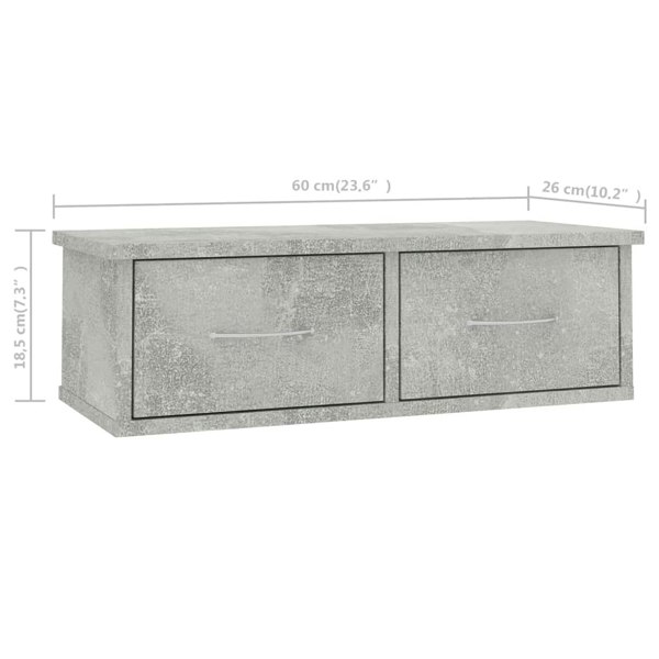 Berkfield Wall-mounted Drawer Shelf Concrete Grey 60x26x18.5 cm Engineered Wood