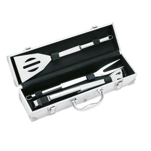MidOcean Asador Aluminium BBQ Tool Set (Pack of 3) - Silver - 