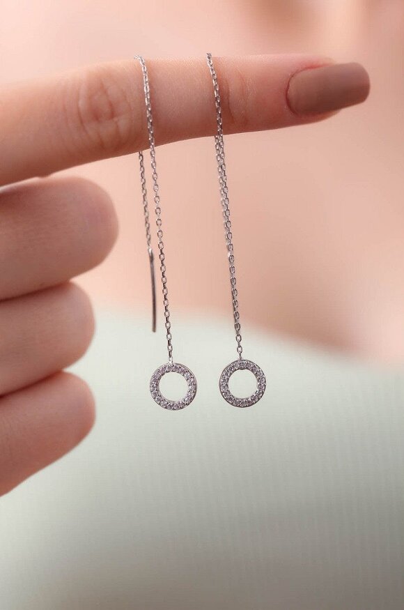 Spero London Circle Bracelet and Circle Drop Earring Set in Sterling Silver