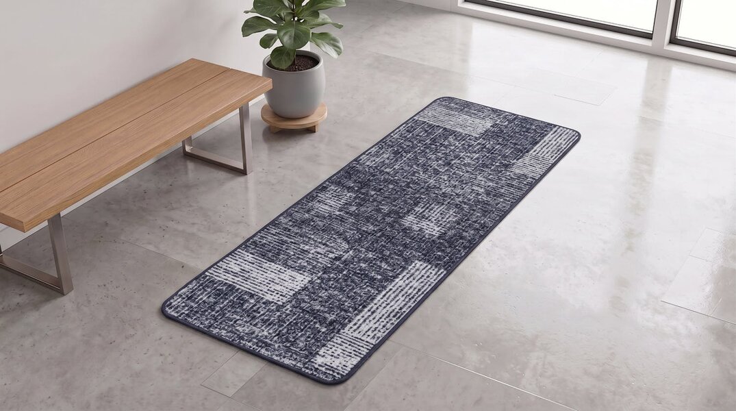 JVL Fiora Machine Washable Indoor Runner - 50 x 150cm - Muted Matrix