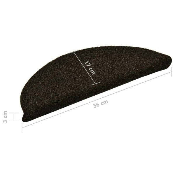Berkfield Self-adhesive Stair Mats 10pcs Dark Brown 56x17x3cm Needle Punch