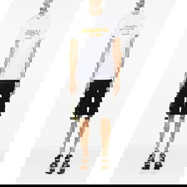 Dsquared Flocked Logo Milano T-Shirt   in  White