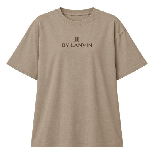 By Lanvin Embroidered Central Logo Taupe T-Shirt