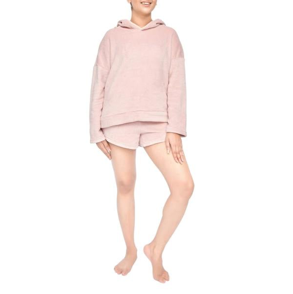 Smart Living Ladies Soft Fleece Hoodie & Shorts Set - Cozy, Stylish Loungewear - Pink