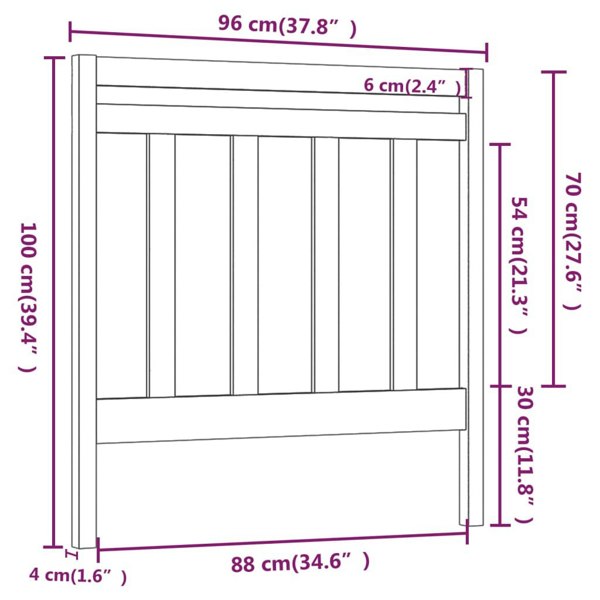 Berkfield Bed Headboard Grey 96x4x100 cm Solid Wood Pine