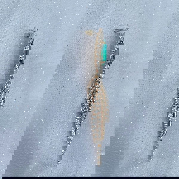 green earrings diamante earrings dangly gold