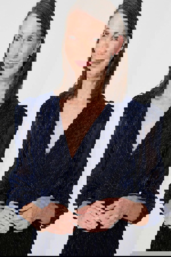 Navy | Sparkly Semi Sheer Texture Maxi Dress
