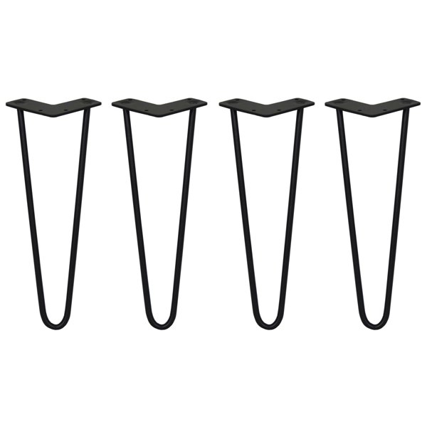 SkiSki 4 x 14" Hairpin Legs - 2 Prong - 10mm - Black