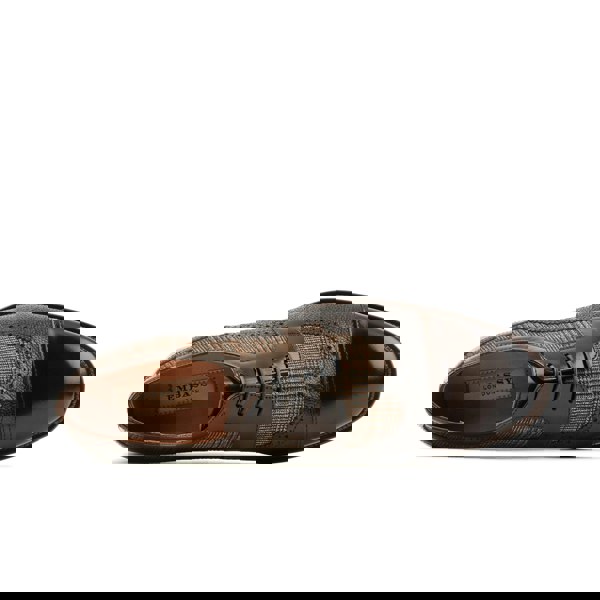 Embassy London Orlando - Brown Check - Men's leather dressy shoe with toe cap and brogue details