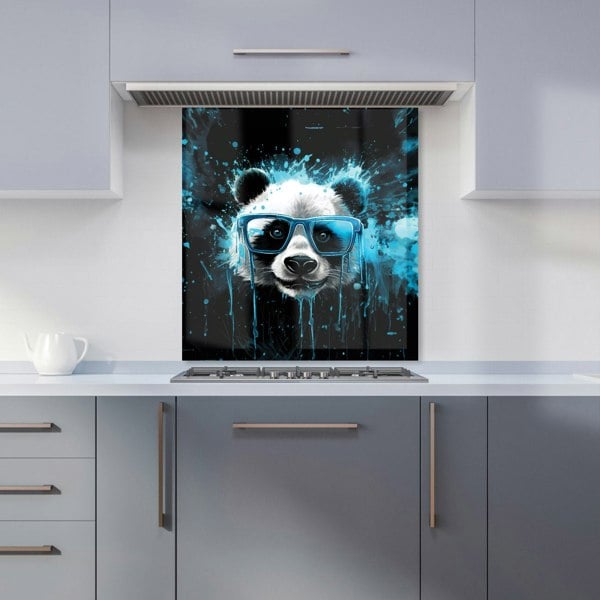 Warren Reed - Designer Blue Splashart Panda Face Kitchen Splashback