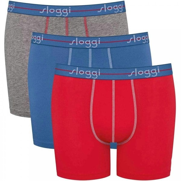 Sloggi Start 3-Pack Short, Red/Blue/Grey