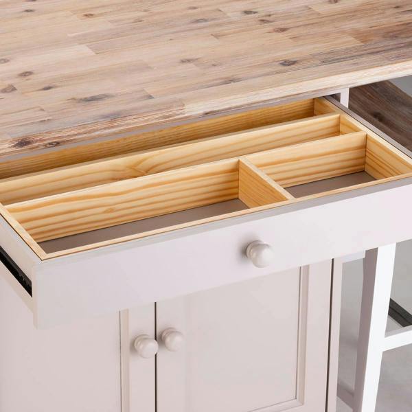 Statement Furniture Florence Kitchen Island with Cupboard and Shelves