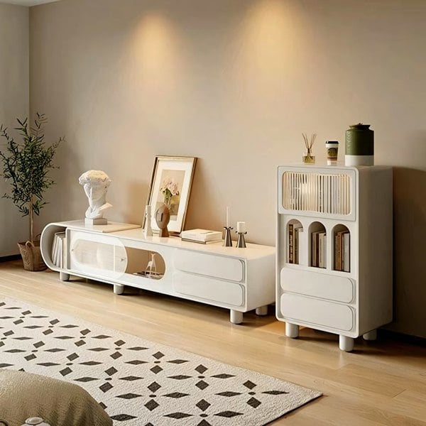 Odelette Living Room Set, Odelette TV Stand And Sideboard, Cream-Weilai Concept-Weilai Concept