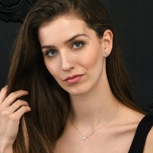 namana Sterling Silver Cocktail Glass Pendant Necklace with Cubic Zirconia