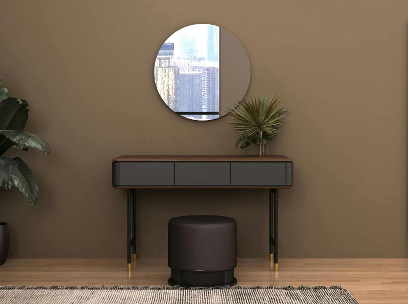 Angel Cerdá Dark grey leatherette pouffe 5135