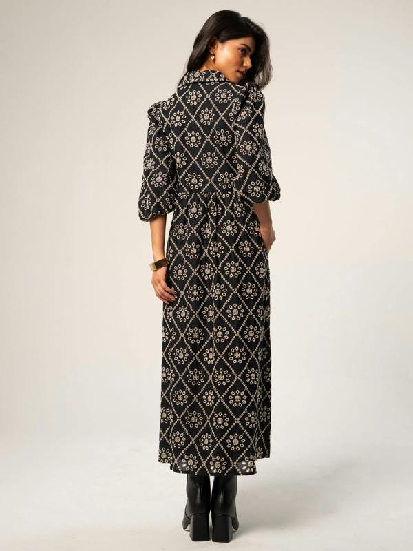 Rose & Nancy Lucille Black And White Broderie Dress
