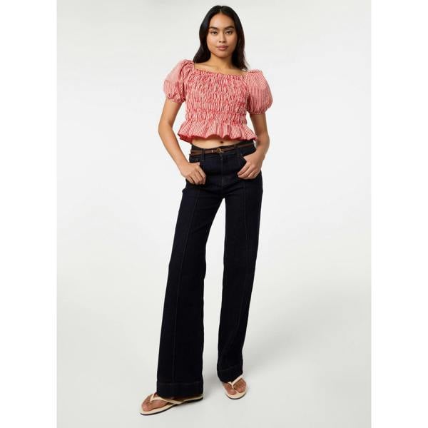 Pink Vanilla Gingham Check Ruched Top