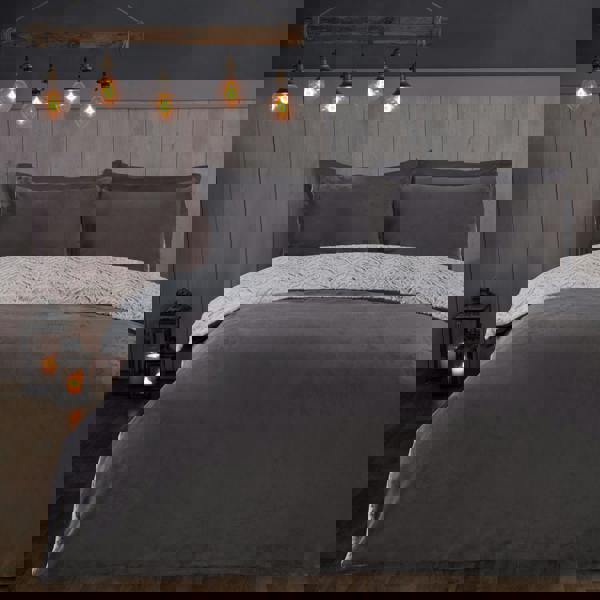 Smart Living Textured Two Tone Faux Fur Duvet Cover With Pillowcases - Grey