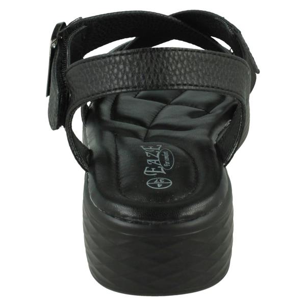 Eaze Ladies Eaze Low Wedge Cross Strap Sandal with Buckle F12078