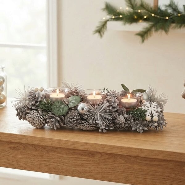 Garden Greatness White Cone Triple Tealight Holder Statement Light